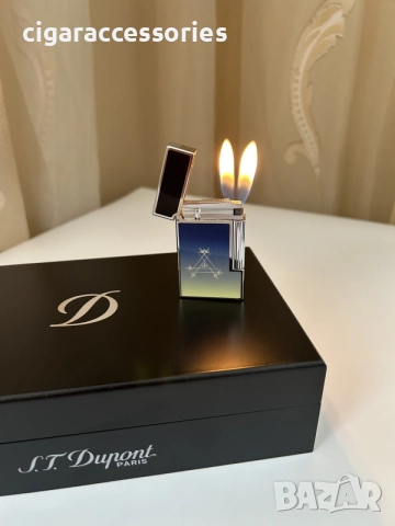 Запалка S.T. Dupont Ligne 2 Montecristo Dark Blue - отлично състояние, двоен пламък