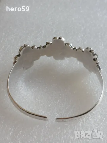 Сребърна гривна,тип рогатка с инкрустирани аметисти сребро 925, снимка 6 - Колиета, медальони, синджири - 47999184