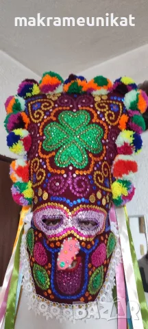 Кукерска маска, гугла, капашон, чисто нова, ръчна изработка , снимка 3 - Декорация за дома - 55950061