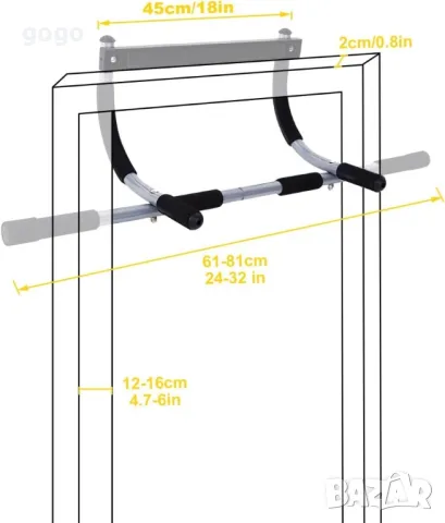 door trainer  - Регулируема щанга за набирания, тренажор за набирания до 200 килограма , снимка 2 - Фитнес уреди - 48458413