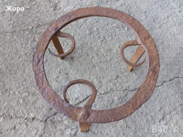 Стар кован сажек, ковано желязо, примитив пиростия за меден съд, снимка 16 - Антикварни и старинни предмети - 52432294