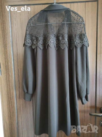 Официална дълга черна туника с дантела, снимка 2 - Туники - 53218093