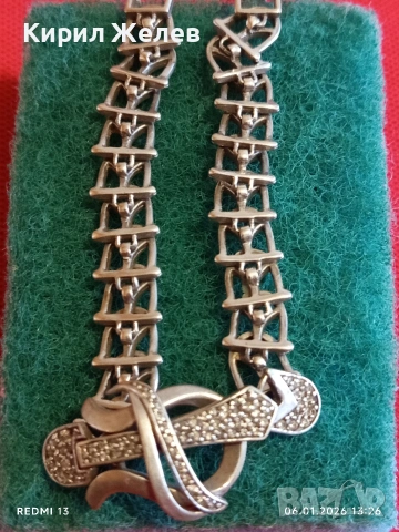 Сребърна гривна с уникална плетка с инкрустирани Мойсанит готически стил ръчна изработка 52485, снимка 7 - Гривни - 53005647