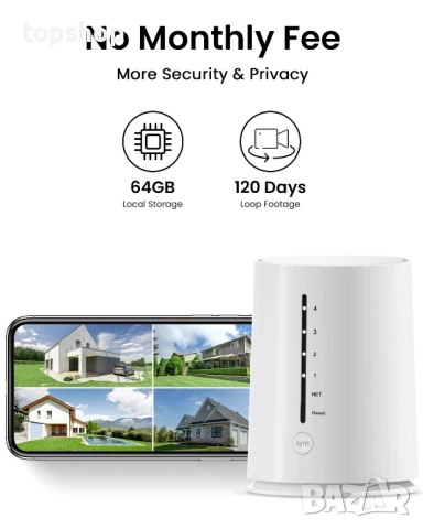 ЧИСТО НОВА ANRAN C3 4MP Wifi комплект от 4 камери със слънчева батерия + базова станция с 64GB SD.., снимка 5 - Комплекти за видеонаблюдение - 51636495