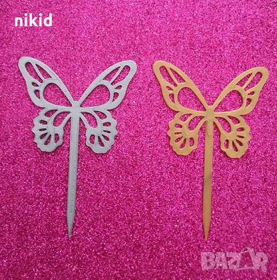 пеперуда малък пластмасов топер украса за торта мъфини декор кексчета парти