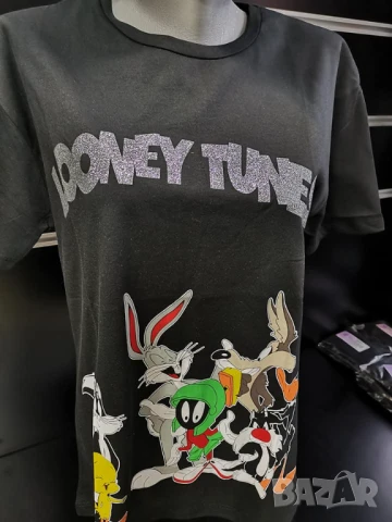 Тениска с принт на Looney Tunes в черен цвят Л размер, снимка 3 - Тениски - 50853913