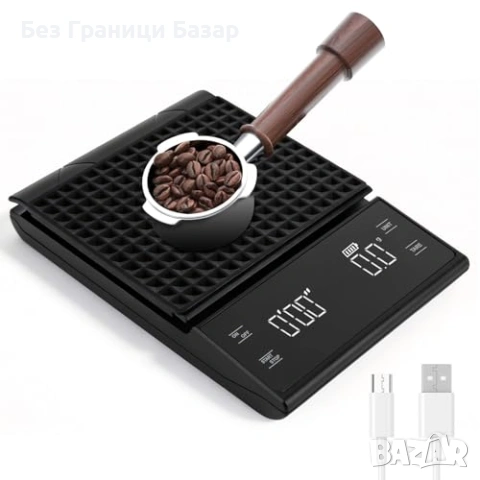 Нова Еспресо везна 0.1г точност 3кг таймер LED силиконова подложка кафе