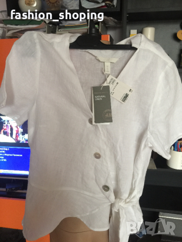 Ленена блуза тип сако H&M (нова, с етикет), размер 44, снимка 7 - Туники - 36123320
