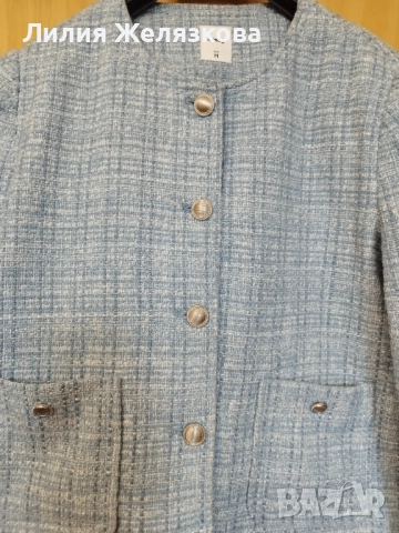 Дамско сако,светлосиньо букле,гр обиколка 53 см, снимка 2 - Сака - 52660567