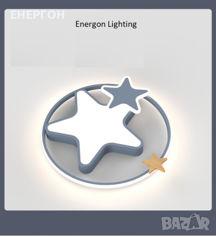 Луксозна LED лампа за ДЕТСКА СТАЯ висок клас плафон ЗВЕЗДА СИВ, снимка 2 - Настолни лампи - 44686791