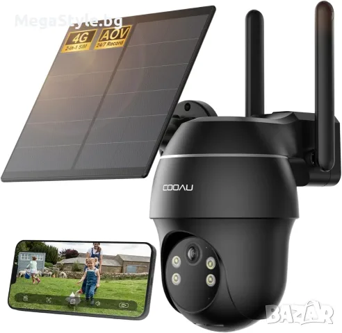  4G Соларна Куполна Камера COOAU G2 Pro – 2K HD, 24/7 Запис, Без нужда от Wi-Fi!