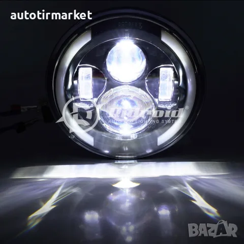 Комплект Кръгли LED фарове 7" 70W H4 – NA500, снимка 4 - Аксесоари и консумативи - 56053988