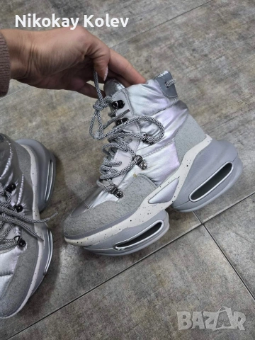 Жестоки сиви дамски апрески по модел на BALMAIN, снимка 6 - Маратонки - 53044831