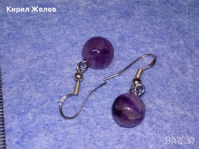 ЧУДЕСНИ СКЪПОЦЕННИ СРЕБЪРНИ ВИНТИДЖ АРТ ОБЕЦИ СРЕБРО 925 с ТОПЧЕТА НАТУРАЛЕН АМЕТИСТ 43326, снимка 7 - Обеци - 44690302