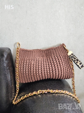 Луксозни плетени дамски чанти, ръчно изработени, с дълга дръжка за през рамо, , снимка 12 - Чанти - 40479121