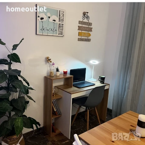 ПРОМОЦИЯ Бюро с компактен размер и отворени рафтове за съхранение 10CXWLBD-110WT, снимка 4 - Бюра - 50768504