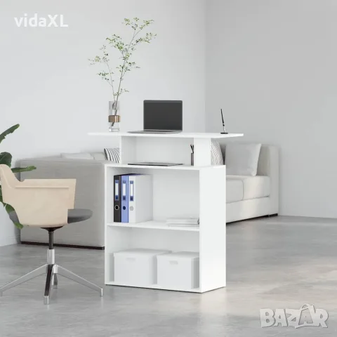vidaXL Рецепционно бюро, бяло, 100x40x104 см, инженерно дърво, снимка 4 - Бюра - 56148286