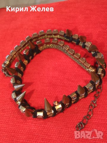 ИСКРЯЩО ПОЗЛАТЕНО КРИСТАЛНО РОКАДЖИЙСКО АРТ ХЕВИ-МЕТЪЛ КОЛИЕ ОГЪРЛИЦА 27022, снимка 4 - Колиета, медальони, синджири - 35132629