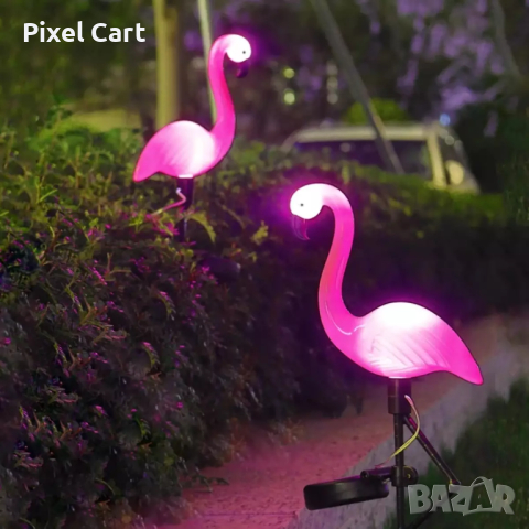 Градинска соларна лампа - фламинго