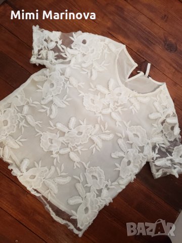 Бял топ блуза с флорални елементи  Jennifer Lopez , снимка 1