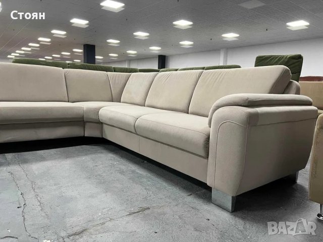 Голям Кремав ъглов диван от плат "ZE - EM05003", снимка 5 - Дивани и мека мебел - 39965502