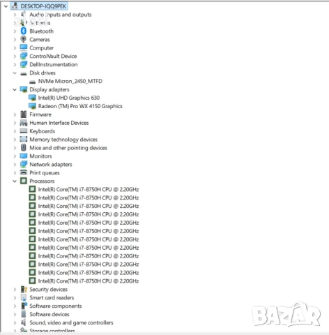 laptop Dell Precision 7530 i7-8750H 2.20GHz/RAM 32GB/SSD 512GB/Radeon Pro WX4130 4GB DDR5, снимка 10 - Лаптопи за работа - 52455297