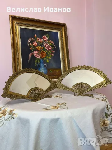 Антикварни бронзови огледала във формата на ветрила стил Наполеон III . Много редки и кресиви., снимка 15 - Антикварни и старинни предмети - 48484719
