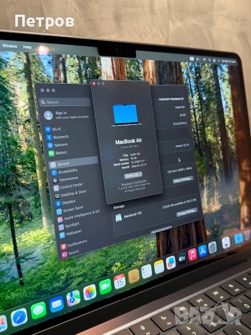 100% battery! КАТО ЧИСТО НОВ Macbook Air M4 Midnight 13", снимка 12 - Лаптопи за работа - 53842351
