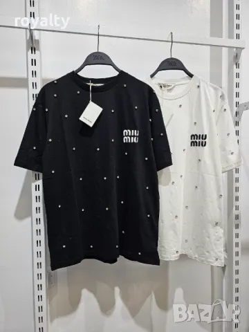 Miu Miu дамски памучни тениски Два цвята , снимка 5 - Тениски - 49853706
