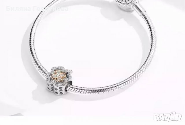 Талисман за гривна Пандора Clover детелина сребро s925 модел 012, снимка 7 - Гривни - 34479356