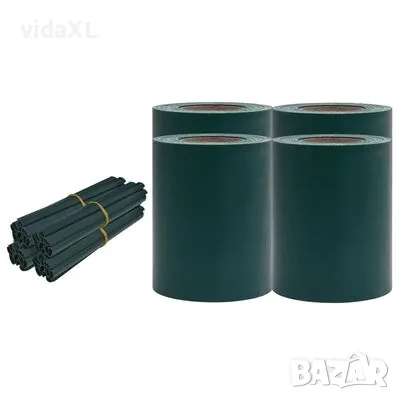 vidaXL Ленти за покриване на огради 4 бр PVC 35x0,19 м зелен мат（SKU:147870）, снимка 1 - Други - 49371383