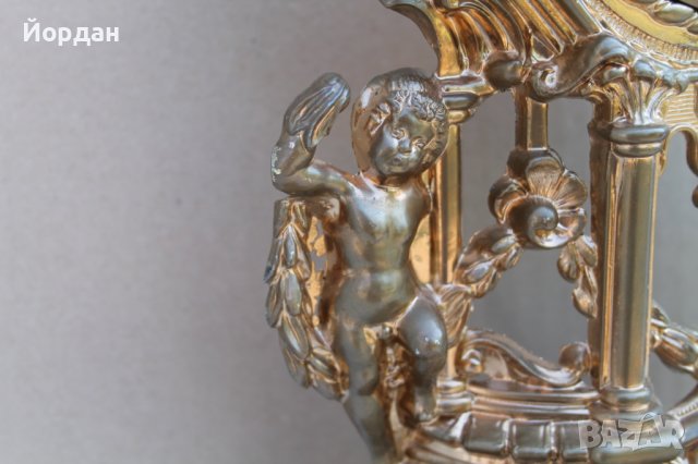 Немски механичен часовник бронз с позлата, снимка 6 - Антикварни и старинни предмети - 41374315