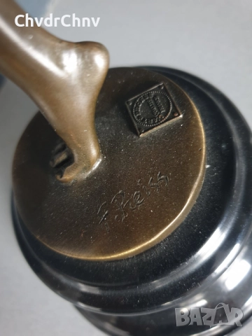 38см-4кг Preiss статуетка/немска бронзова скулптура/Арт Деко фигура кабаретна танцьорка-балерина, снимка 7 - Статуетки - 52469041