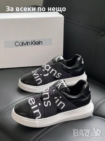 Calvin Klein Дамски Черни Маратонки С Бяло Лого👟Дамски Спортни Обувки Келвин Клайн Код E253