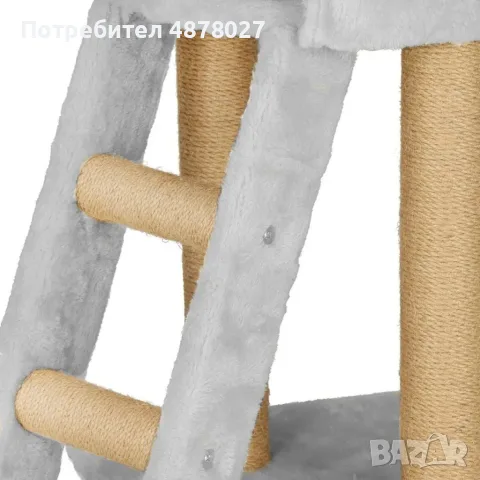 Драскалка кула за котки XXL 136 см – 7 нива, къщичка, легло, играчки и дърво за катерене, снимка 2 - За котки - 55997712