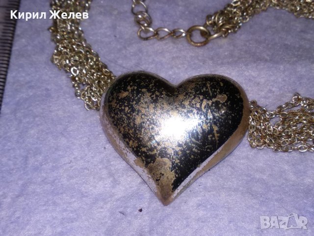 СТАРО ШАРМАНТНО СЪРЦЕВИДНО ПОСРЕБРЕНО МЕДНО ВИНТИДЖ КОЛИЕ 18180, снимка 4 - Колиета, медальони, синджири - 41752608