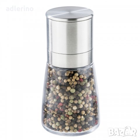 Мелнички за подправки - за сол, черен пипер или подправки - неръждаема стомана - Д: 6.5 см, В: 13 см, снимка 4 - Аксесоари за кухня - 34401488