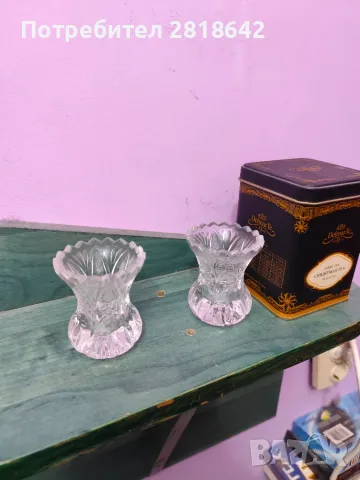 Кристална ваза Violetta (Полша) – 24% оловен кристал, ръчно шлифована, снимка 2 - Вази - 56207902