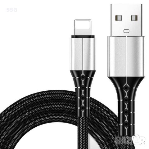 Apple iPhone USB оплетен кабел 1m – различни цветове, снимка 1 - USB кабели - 41190777