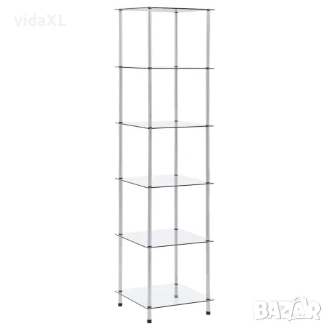 vidaXL Етажерка с 6 рафта, прозрачна, 40x40x160 см, закалено стъкло