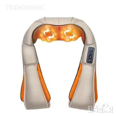 4D Шиацу масажор за врат и тяло , 4 бутона, Адаптер за кола, Бежов, снимка 3 - Масажори - 44184041