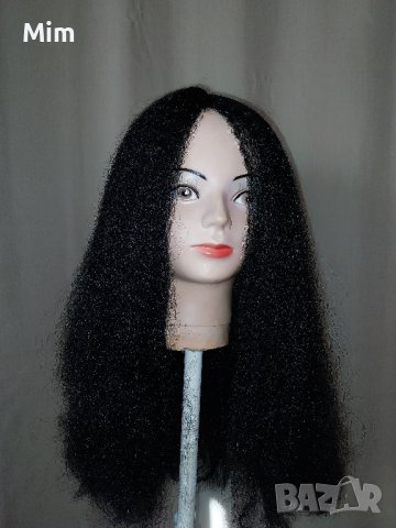 Черна къдрава перука за парти 45 см , снимка 1 - Аксесоари за коса - 42635924