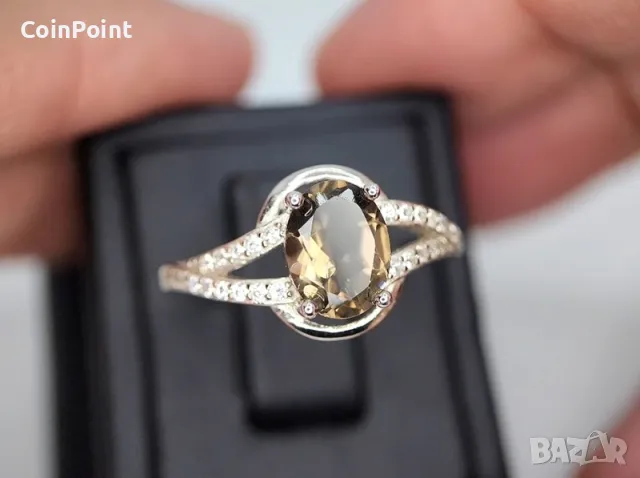 Сребърен пръстен с Опушен кварц , снимка 1