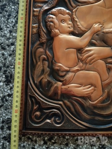 медно пано,икона-девата с младенеца, снимка 2 - Други ценни предмети - 41347226