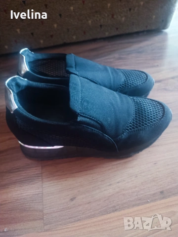 Черни летни маратонки на платформа , снимка 2 - Маратонки - 53821456