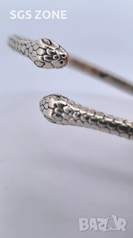 СРЕБЪРНА ГРИВНА ЗМИЯ, снимка 3 - Гривни - 51143912