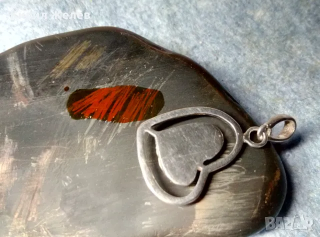 НЕЖЕН АЖУРЕН СРЕБЪРЕН МЕДАЛЬОН СЪРЧИЦЕ РОДИРАНО СРЕБРО 925 ПРОБА с БЛЕСТЯЩИ ЦИРКОНИ 48895, снимка 3 - Колиета, медальони, синджири - 49142226