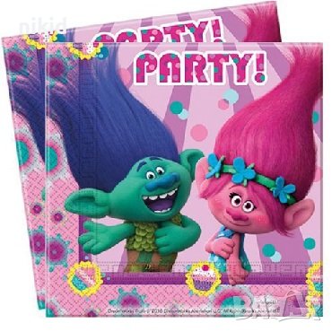 Тролчета Trolls 10 парти салфетки рожден ден, снимка 2 - Други - 28851253