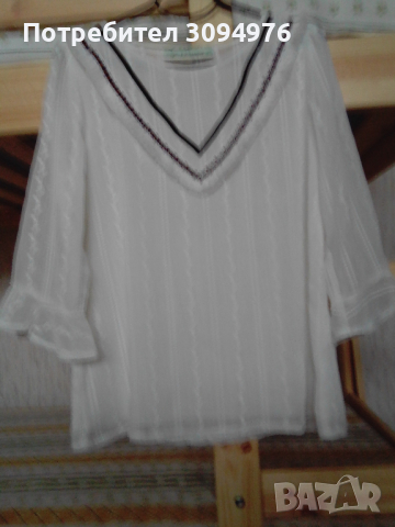 Кенарена бяла блузка, снимка 1 - Блузи с дълъг ръкав и пуловери - 36322532