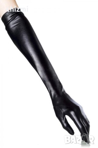 Дълги кожени wetlook ръкавици